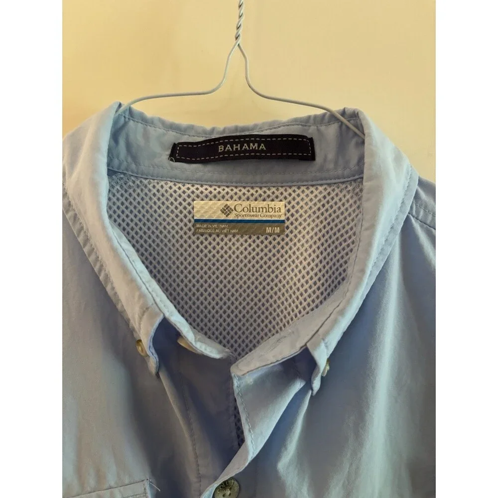 Columbia PFG Bahama Shirt Mens Medium Blue Long Sleeve Fishing Button Up Vent
